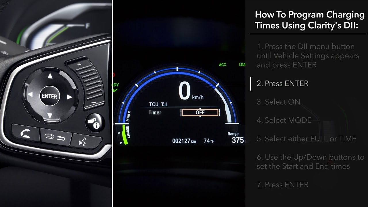 How to Program Charging Times Using Honda Clarity Plug-In Hybrid’s Driver Information Interface