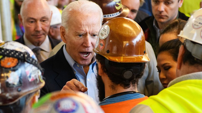 Biden gets into heated exchange with Michigan auto worker over guns