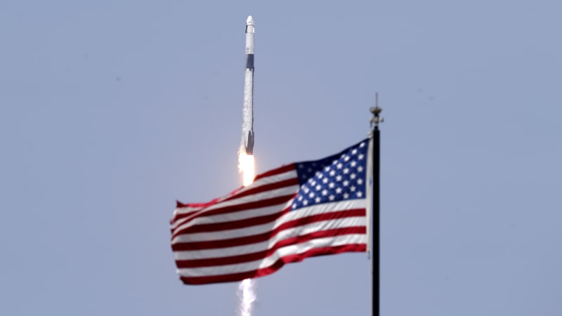SpaceX rocket blasts into orbit with 2 American astronauts