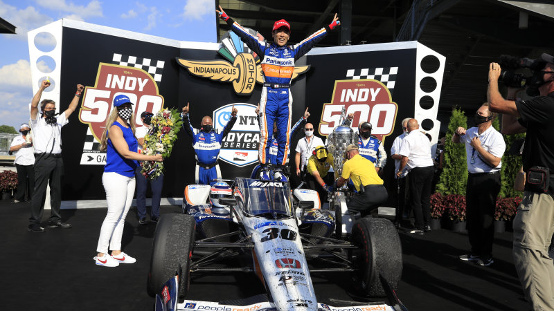 Takuma Sato wins Indy 500 a second time as race ends under yellow