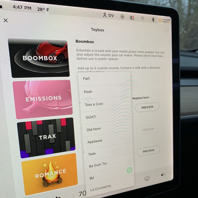 Tesla Holiday Update Has Farting Horn, Revised Screen Layout