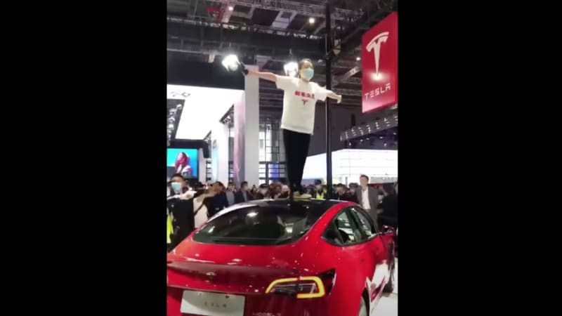 Angry Tesla owner storms display at Shanghai auto show: ‘The brakes don’t work’