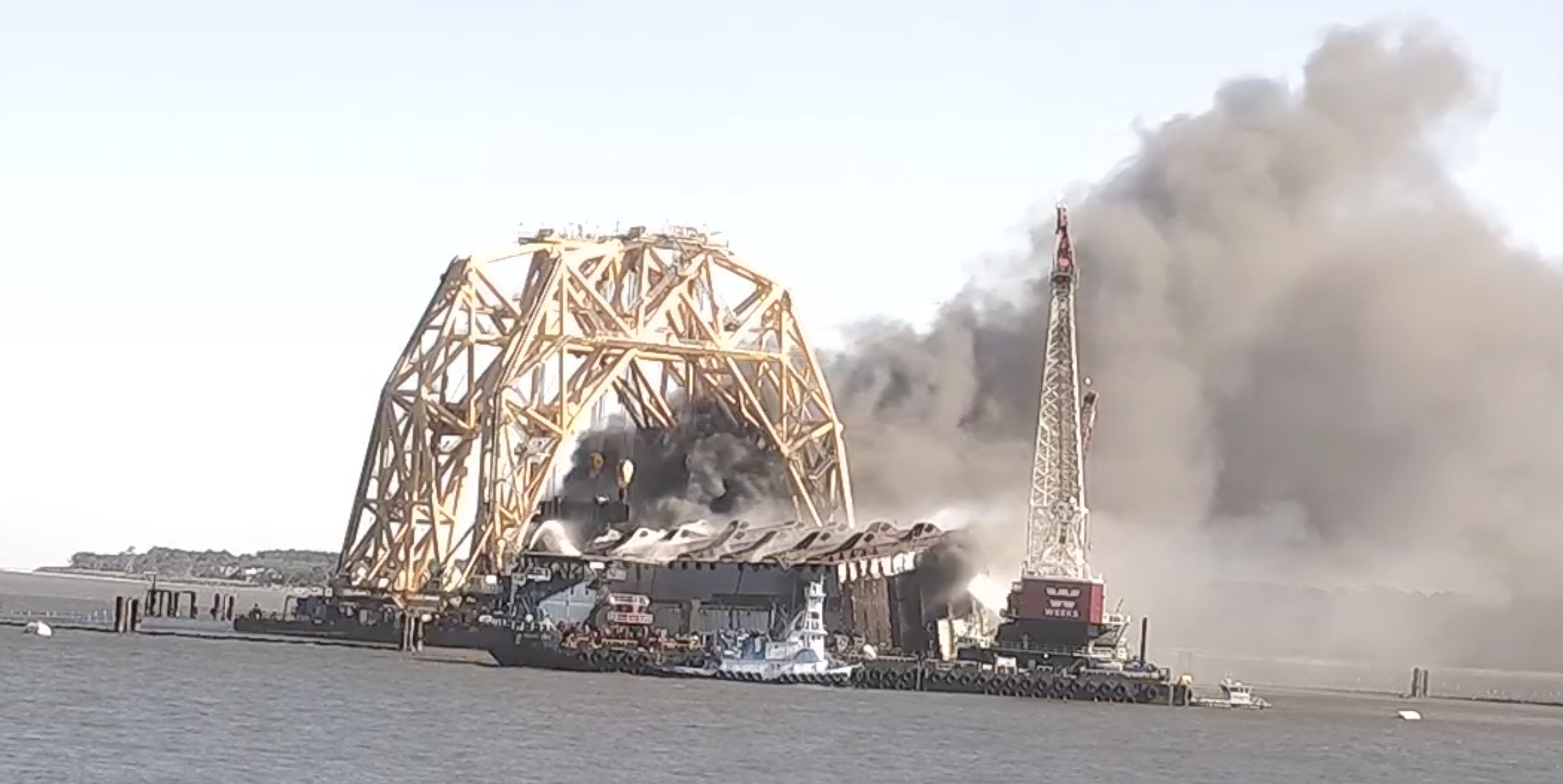 Golden Ray, the Capsized Ship, Currently on Fire off Georgia Coast