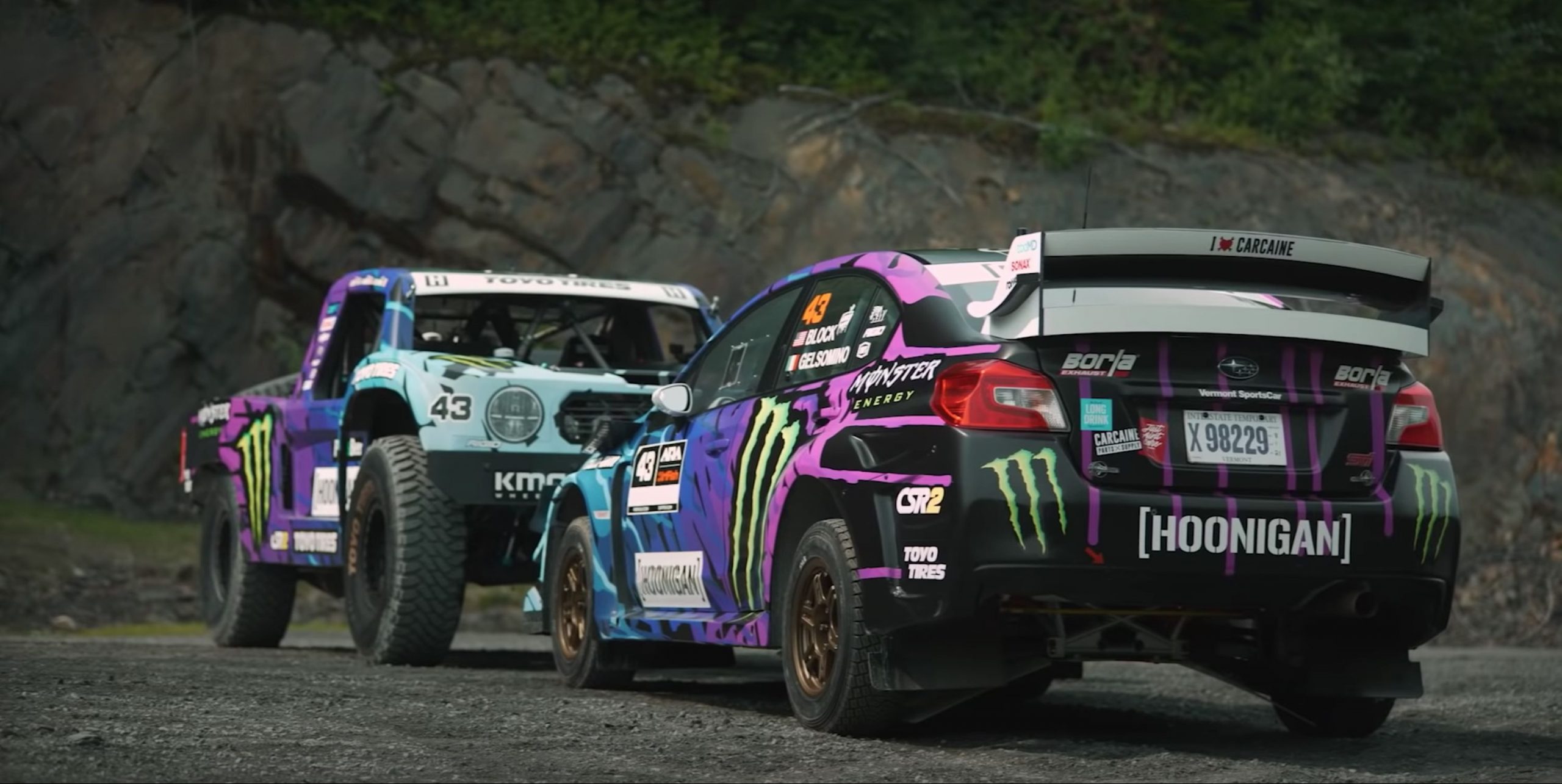 Watch Ken Block Pit His Subaru WRX STI Rally Car against His Trophy Truck