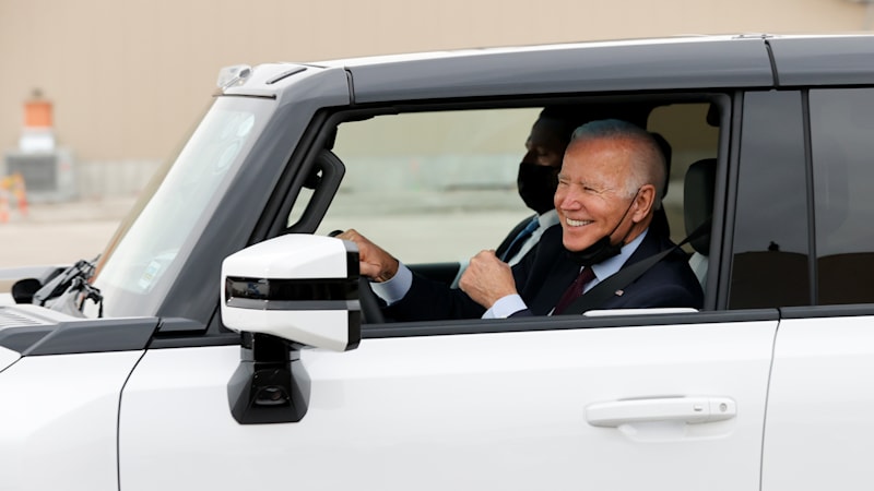 Biden tours GM Factory Zero: Watch him floor it in a Hummer