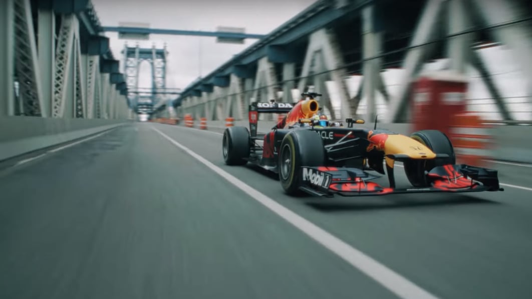 Watch F1’s Sergio Pérez hotfoot his Red Bull car from NYC to Miami